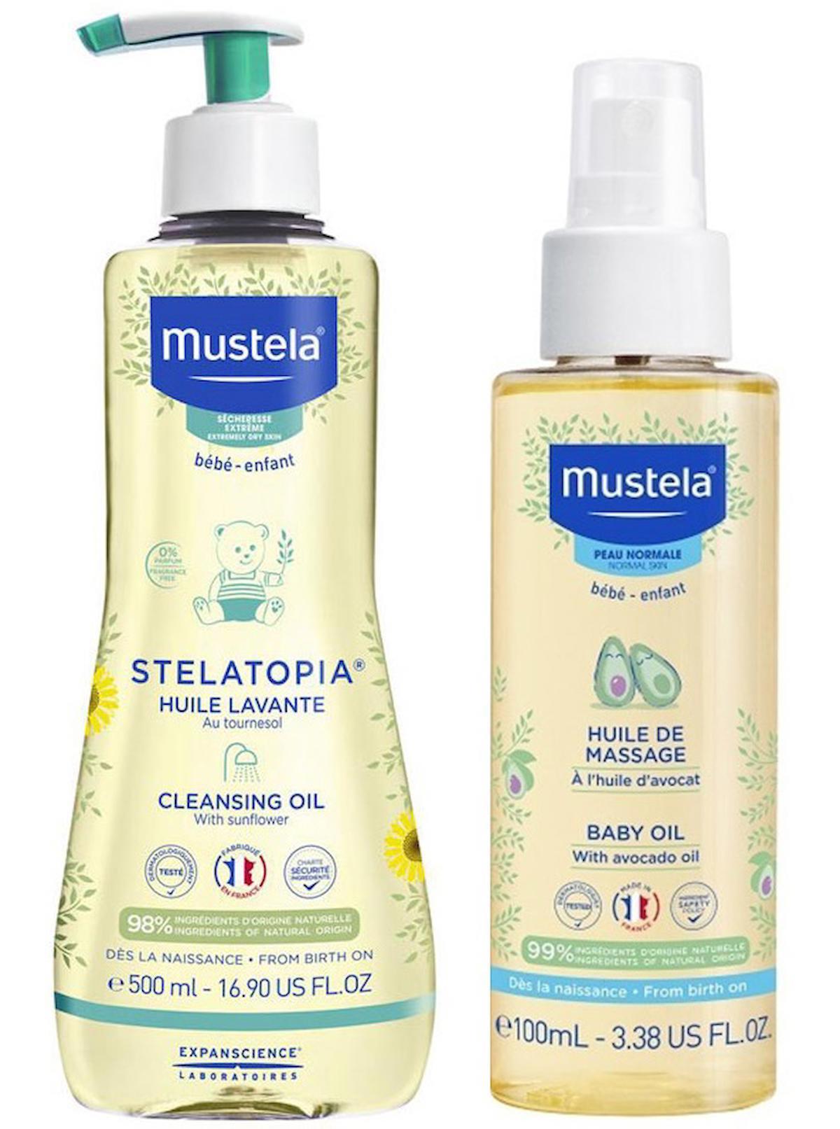 Mustela Stelatopia Temizleme Yağı 500 ml- Mustela Bebek Bakım Masaj Yağı 100ml