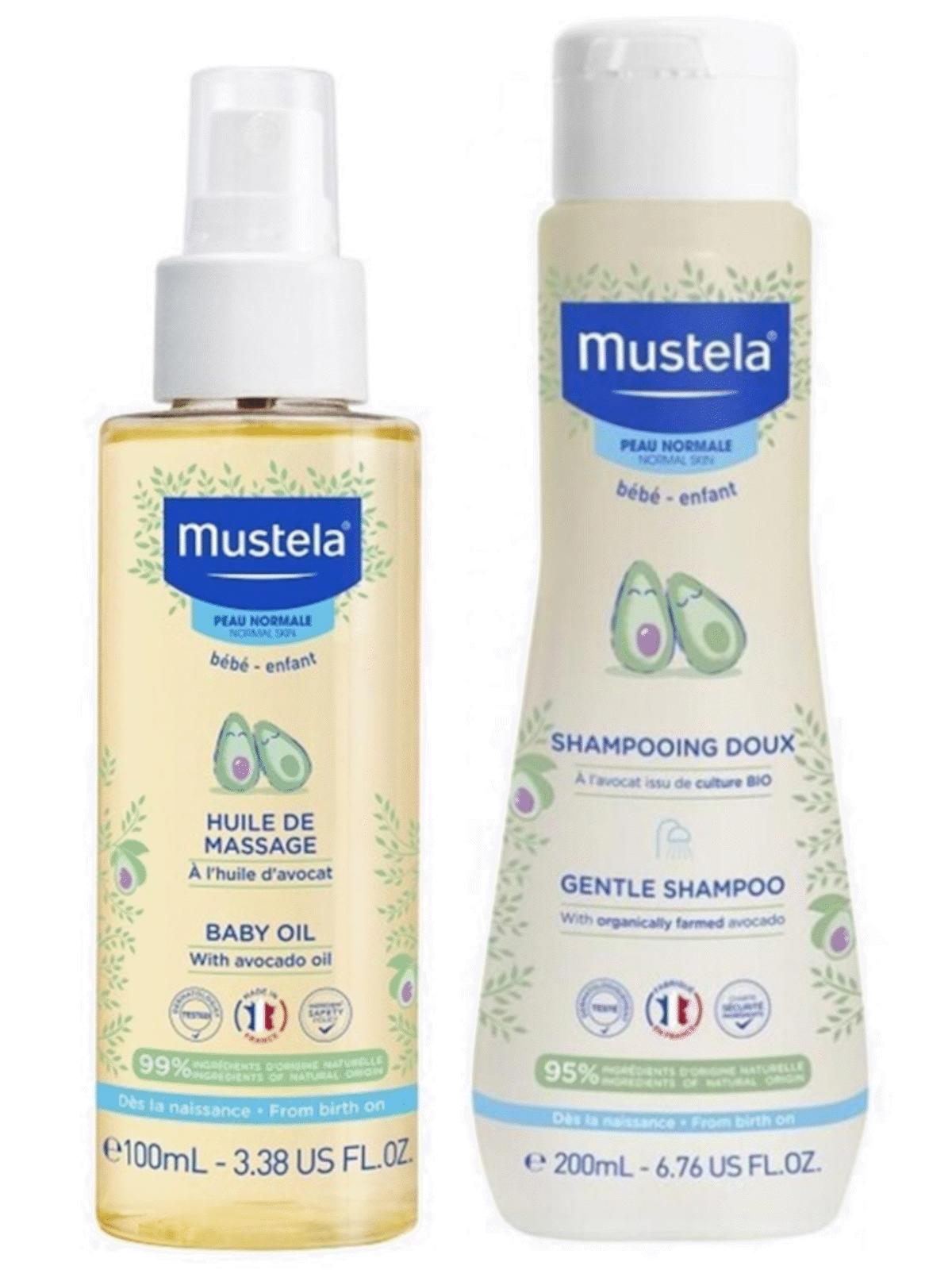 Mustela Bebek Bakım Masaj Yağı 100ml - Mustela Gentle Göz Yakmayan Bebek Şampuanı 200ml