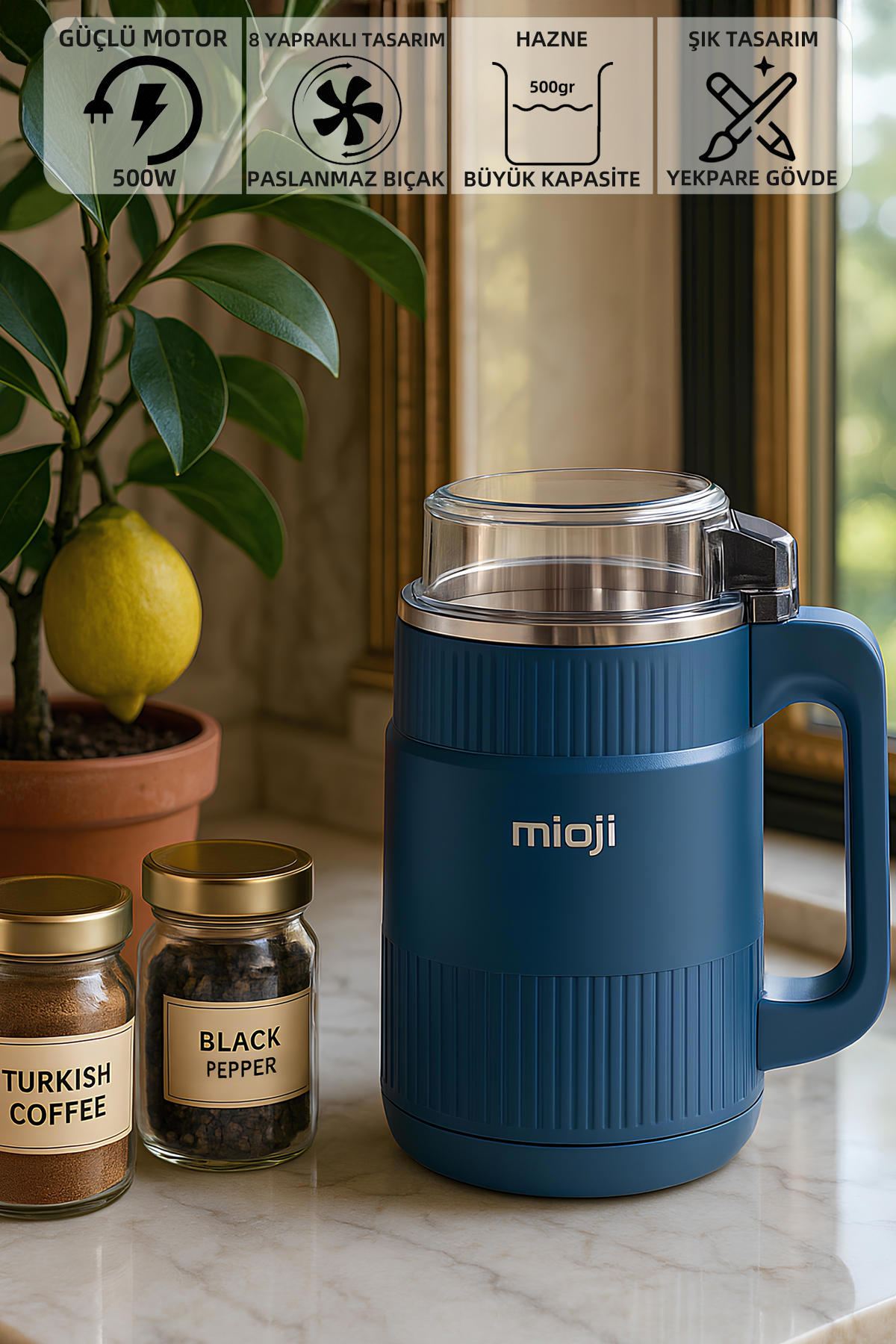 Mioji Mio CG34 500W Paslanmaz Çelik Bıçak Kompakt Baharat ve Kahve Öğütücü