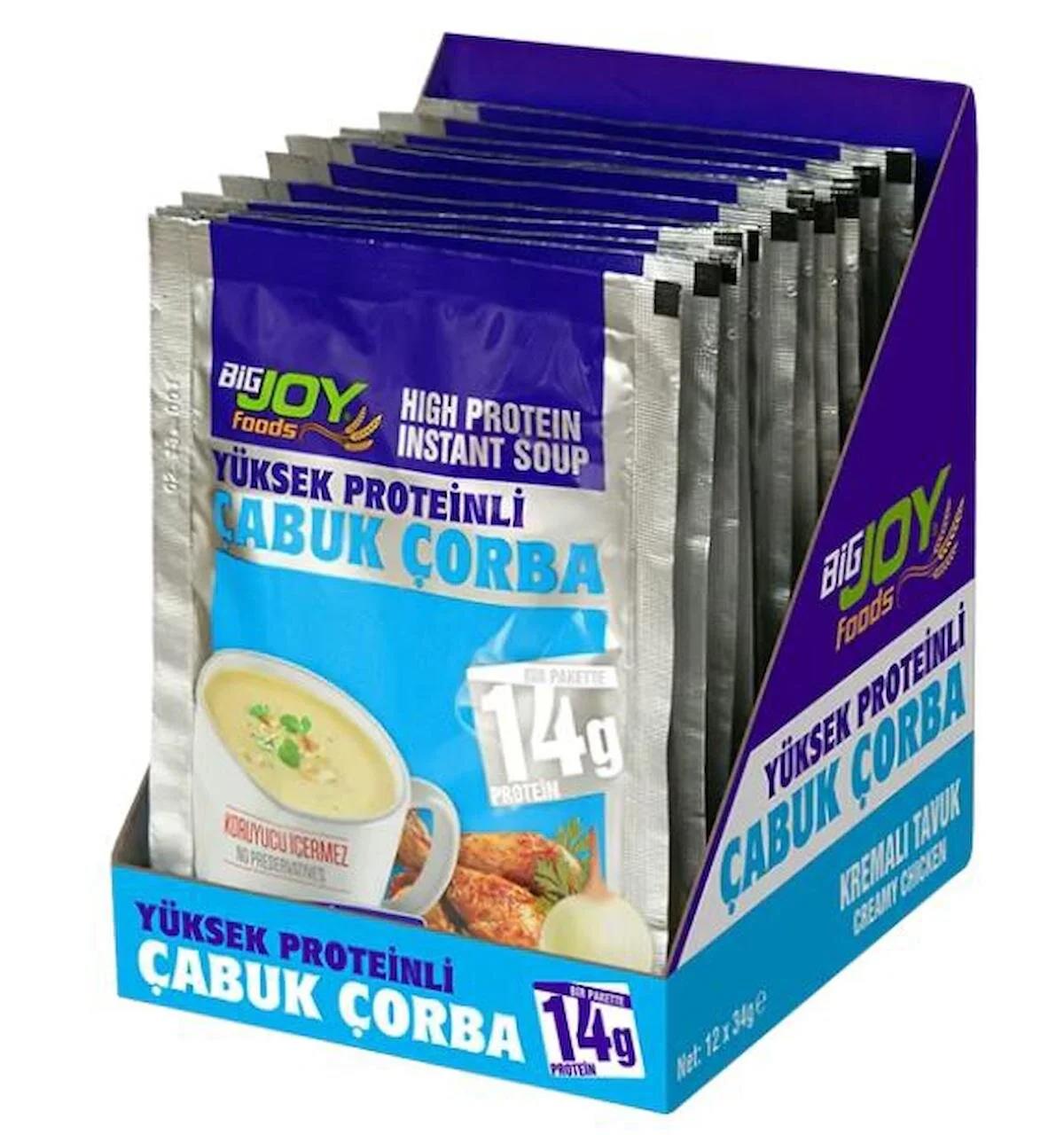 Bigjoy Foods Yüksek Proteinli Çorba Kremalı Tavuk 12 x 34g