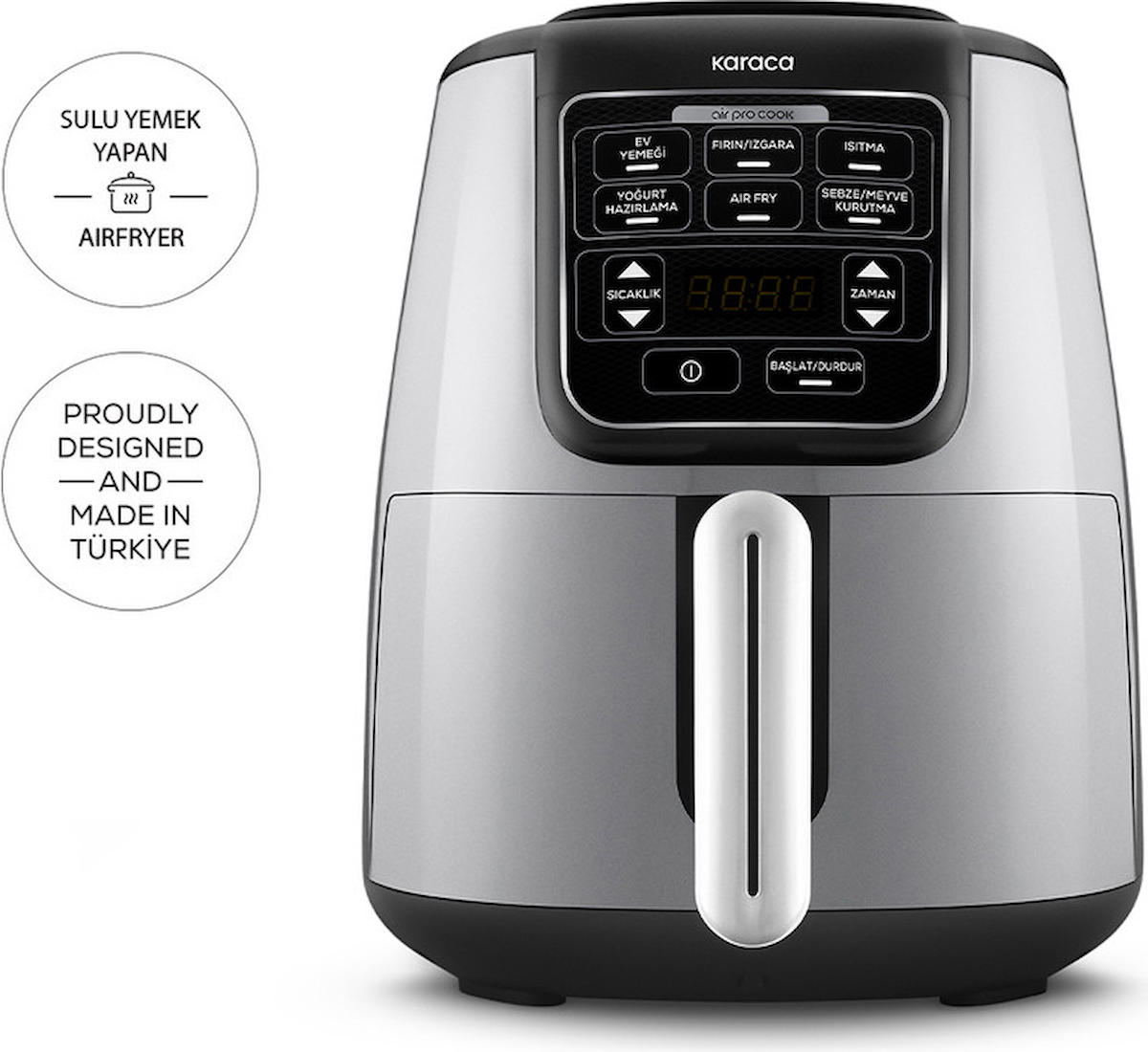 Karaca Air Pro Cook XL 2 in 1 Airfryer Cool Gray 4L