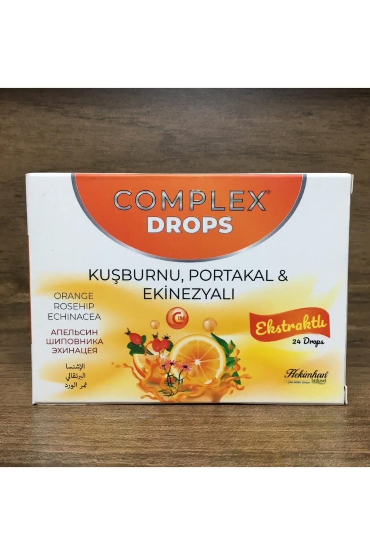 Complex Drops Kuşburnu, Portakal & Ekinezyalı Ekstraktlı Bitkisel Pastil 24 Drops