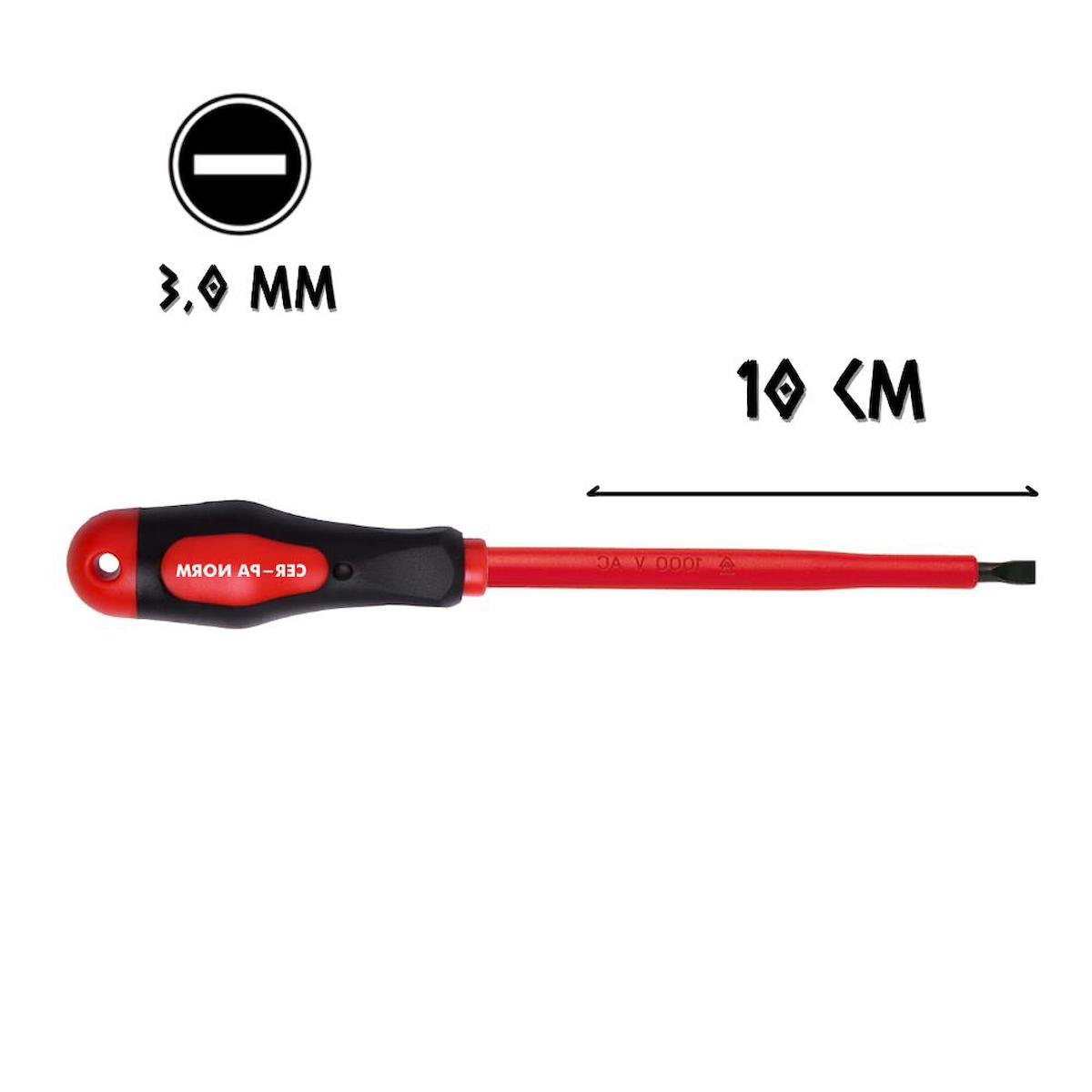 Cer-Pa Norm Prosoft İzoleli Tornavida Mıknatıslı DÜZ Uçlu 3.0 - 10 cm.