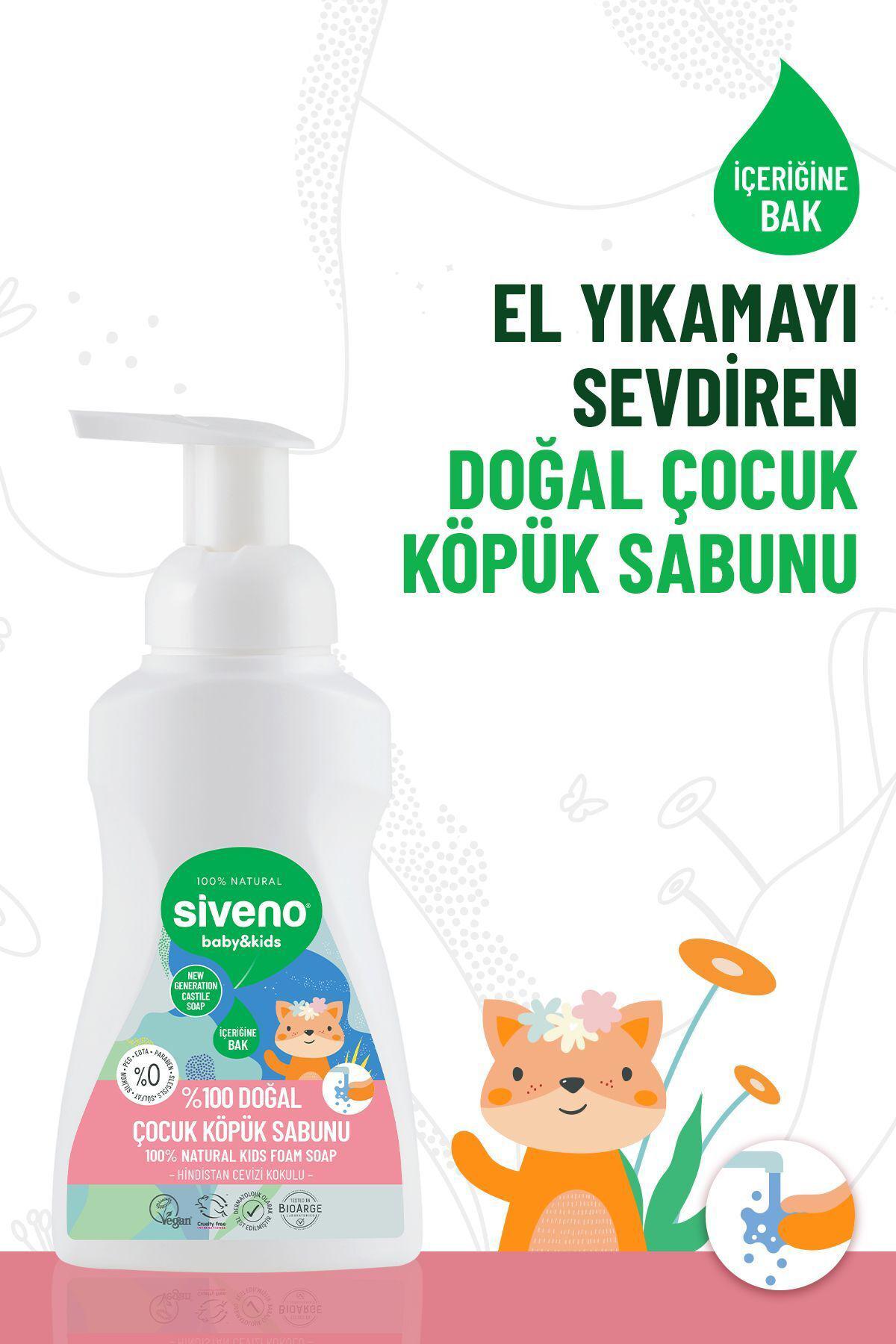 Siveno %100 Doğal Çocuk Köpük Kastil Sabun Zeytinyağlı Yoğun Nemlendirici Arındırıcı Bitkisel Vegan 250 ml
