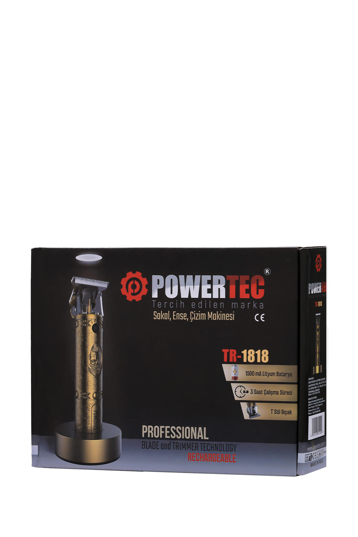 Powertec TR-1818 Kablosuz Kuru Sakal-Ense Çok Amaçlı Tıraş Makinesi 