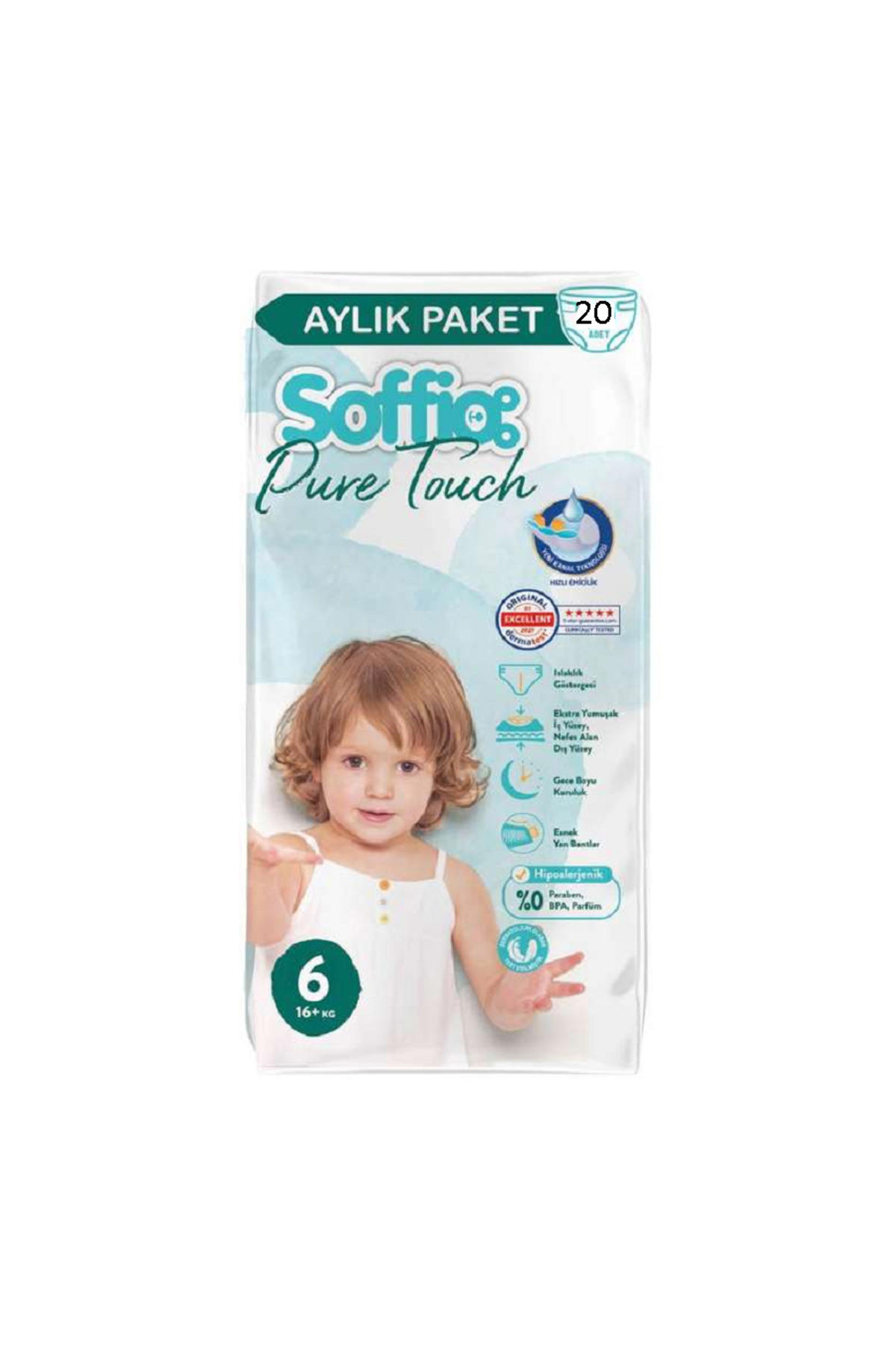 Pure Touch Bebek Bezi Islaklık Göstergeli No:6 20 adet