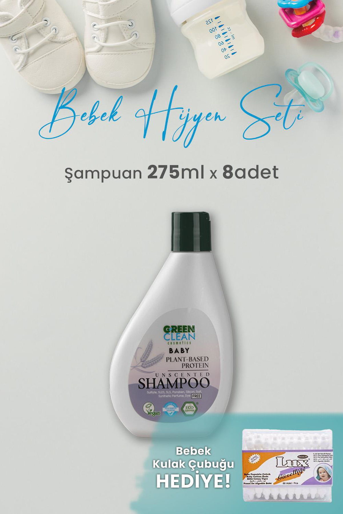 Green Clean Baby Şampuan 275 ml x 8 Adet ve Hediyeli