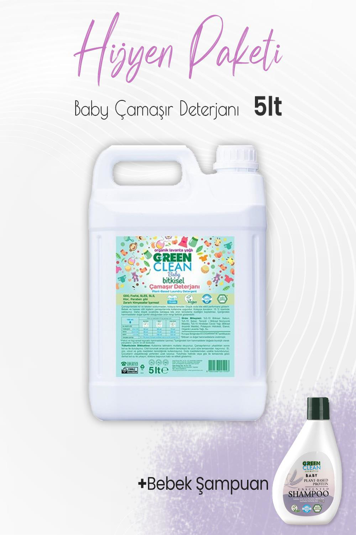 Green Clean Baby Çamaşır Deterjanı Lavanta 5 lt ve Şampuan 275 ml