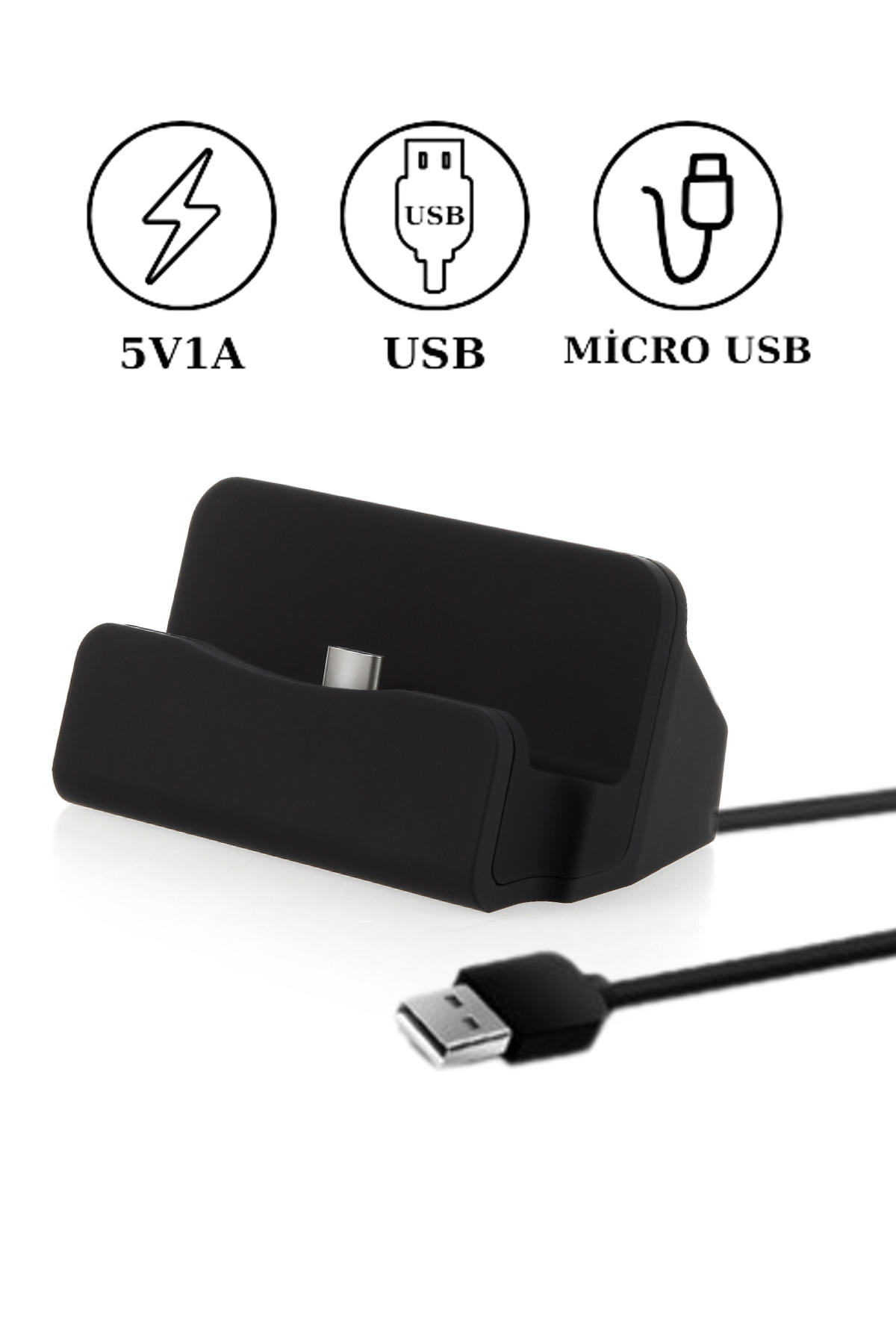 Masaüstü Micro USB Dock Şarj & Data İstasyonu Telefon Şarj Kablo Stand USB Çıkışlı 2IN1