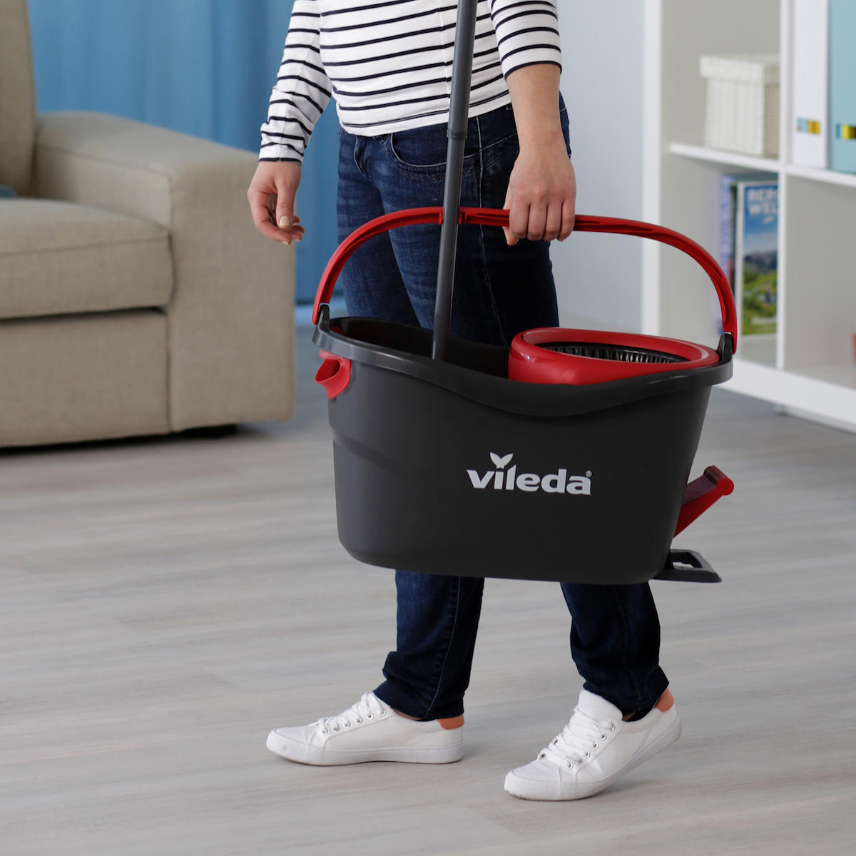Vileda Turbo 2in1 Pedallı Temizlik Seti, Mikrofiber Paspas, Teleskopik Sap