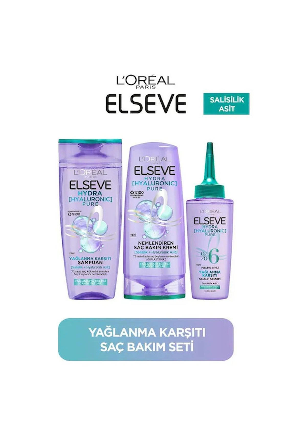 Elseve Hyaluron Pure Yağlanma Karşıtı Arındırıcı Bakım Seti