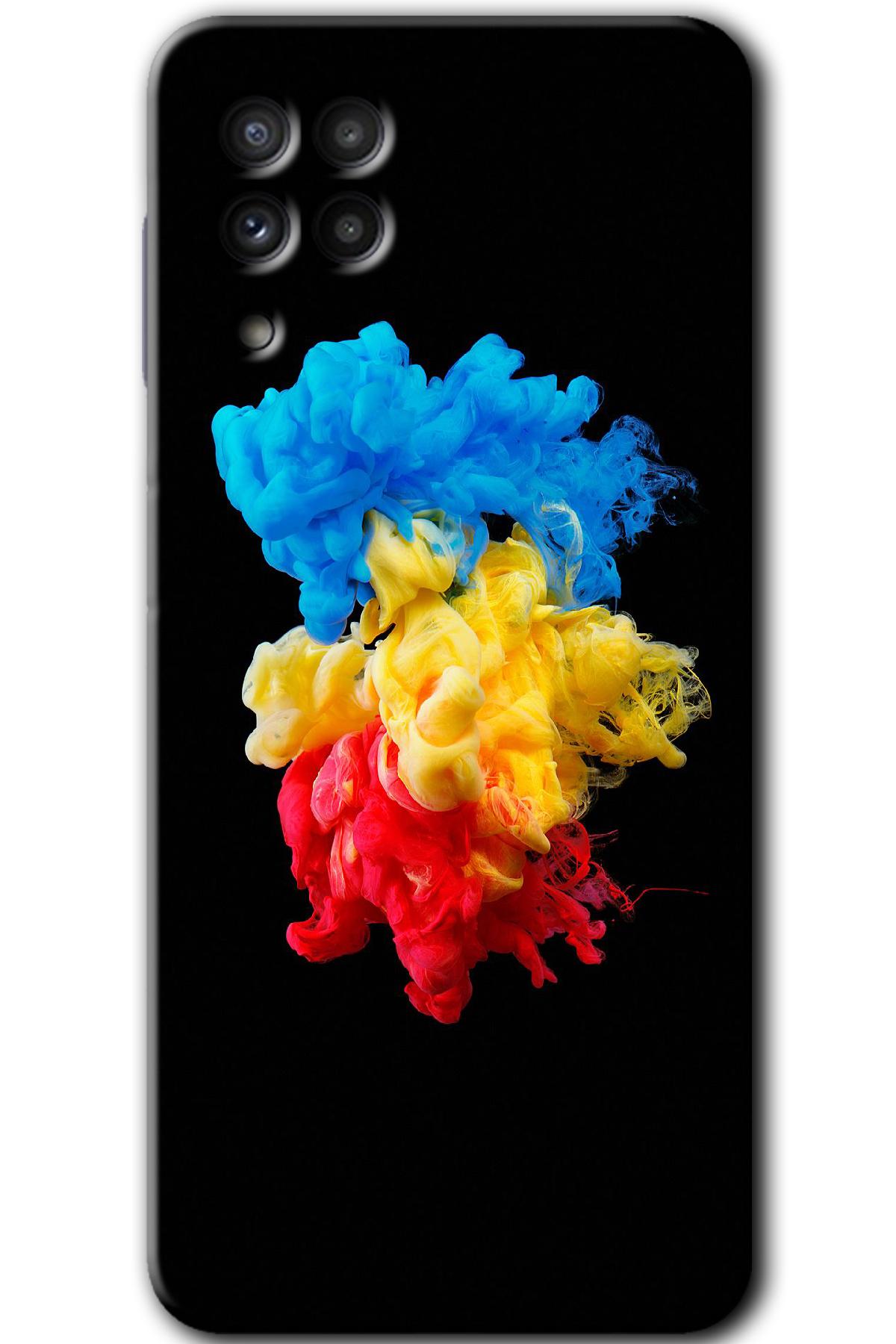 Galaxy A22 Kılıf HD Desen Baskılı Arka Kapak - Black 1 