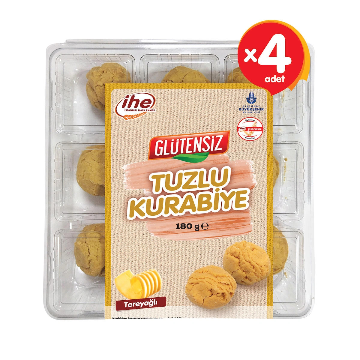 İHE GLUTENSİZ TUZLU KURABİYE 180 g (4 ADET)