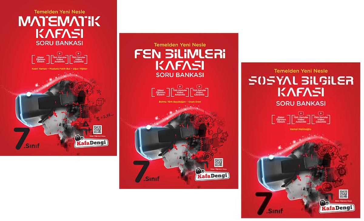 Kafadengi 7. Sınıf Matematik + Fen + Sosyal Kafası Soru Seti 3 Kitap 2023