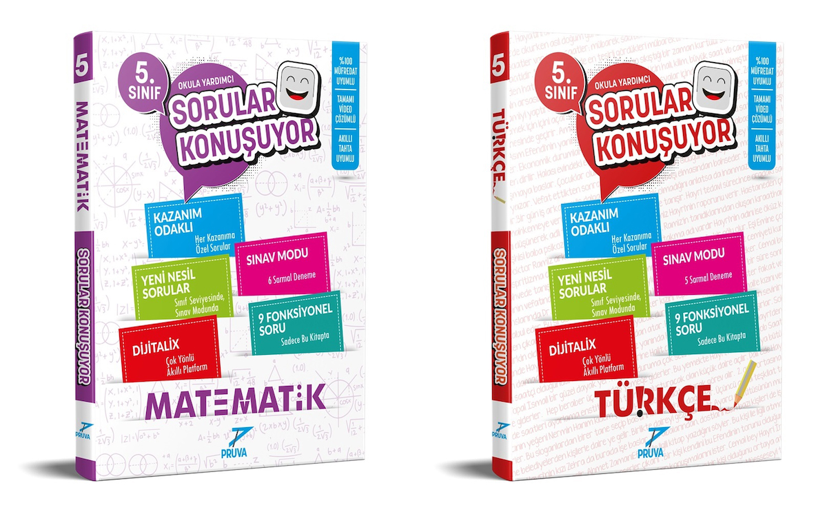 Pruva Akademi 2025 5. Sınıf Matematik + Türkçe Sorular Konuşuyor Seti 2 Kitap Güncel Müfredat