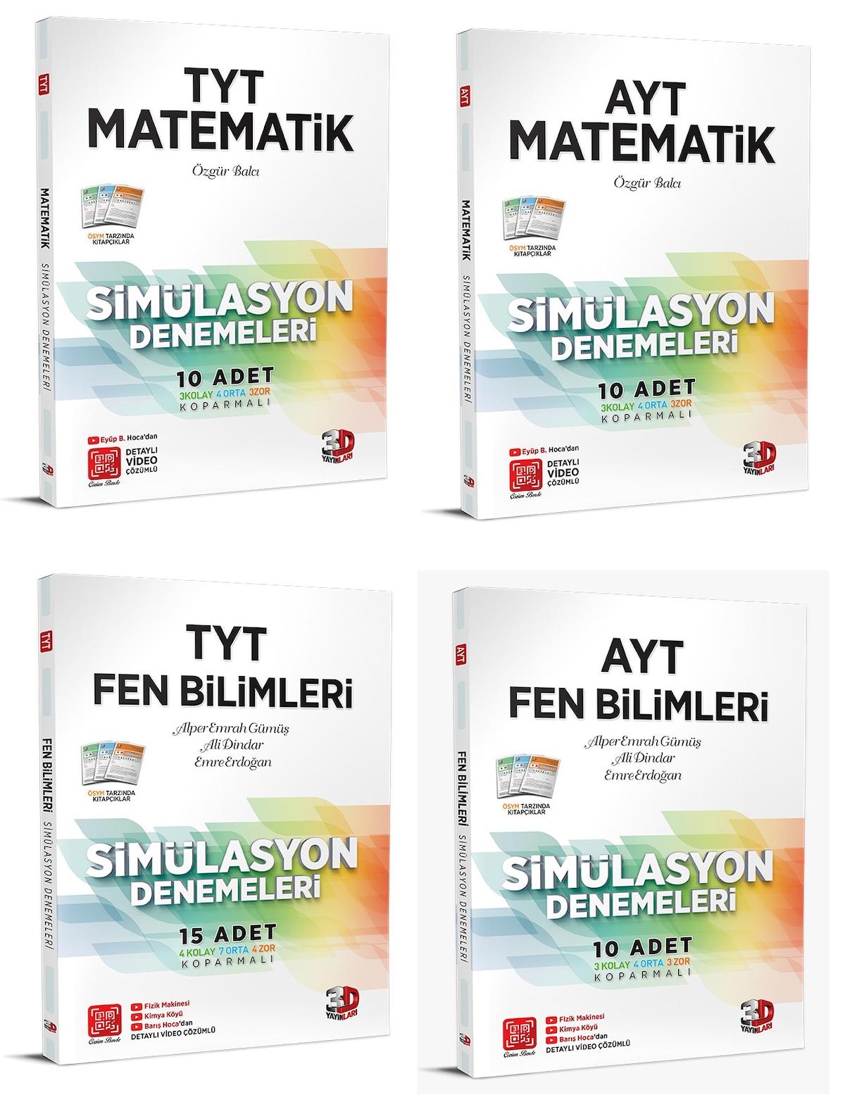 3D Yayınları Tyt Ayt Matematik + Fen Bilimleri Deneme Seti 2023