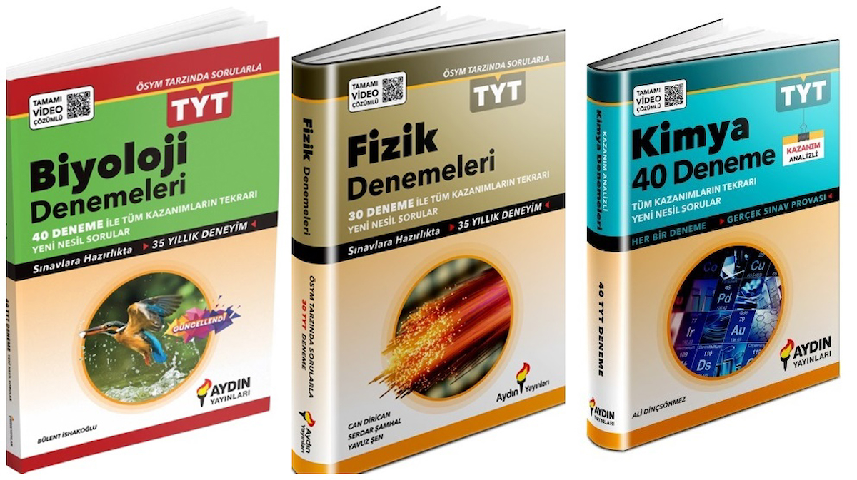 Aydın 2025 Tyt Fizik + Kimya + Biyoloji Deneme Seti 3 Kitap