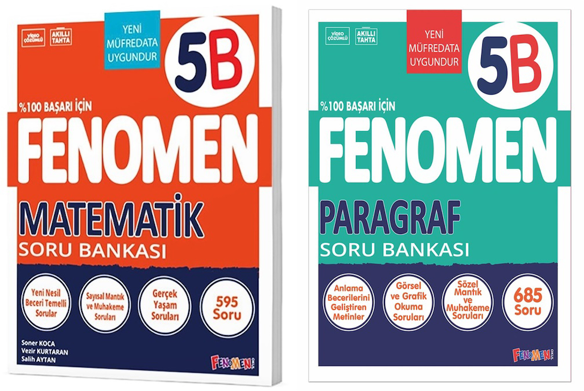 Fenomen Okul 2025 5. Sınıf Matematik + Paragraf B Serisi Soru Seti 2 Kitap Güncel Müfredat