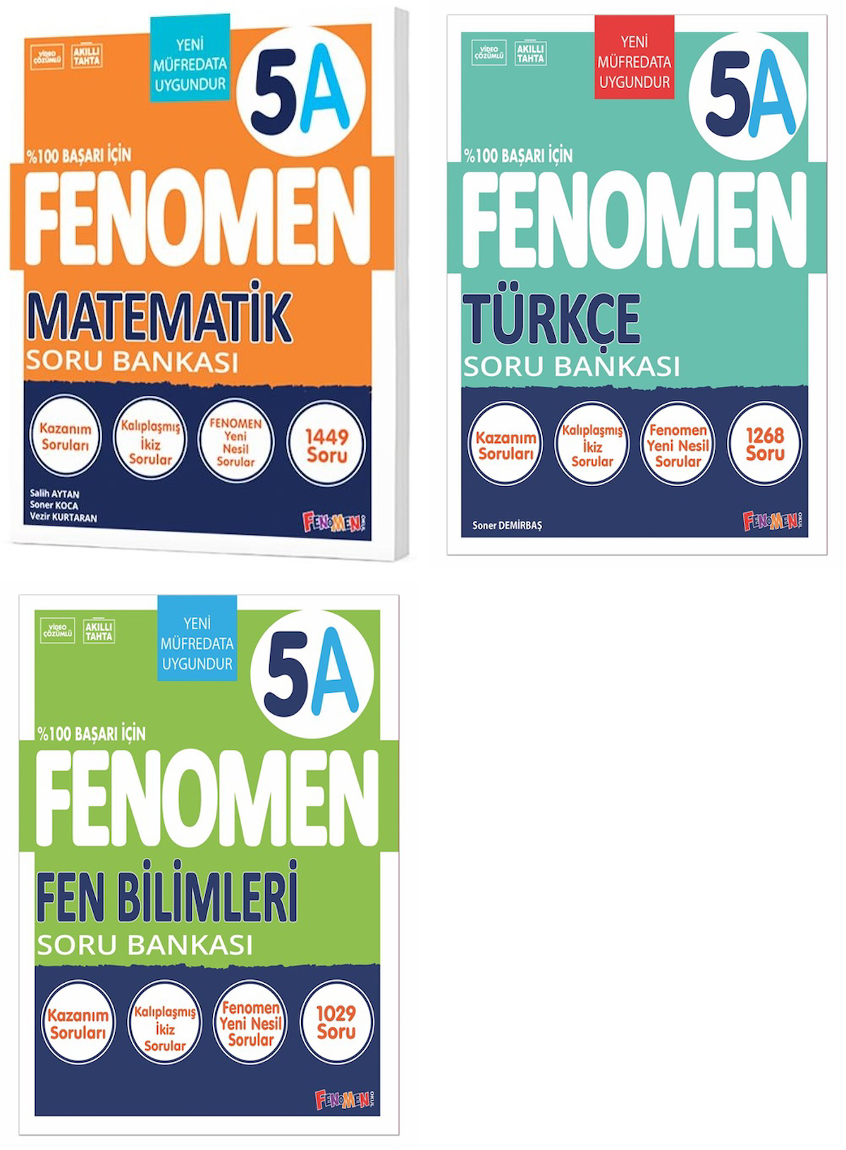 Fenomen Okul 2025 5. Sınıf Matematik + Türkçe + Fen A Serisi Soru Seti 3 Kitap Güncel Müfredat