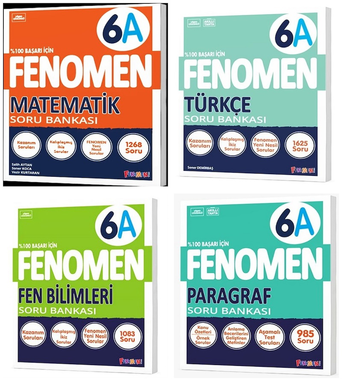 Fenomen Okul 2025 6. Sınıf Matematik + Türkçe + Fen + Paragraf A Serisi Soru Seti 4 Kitap