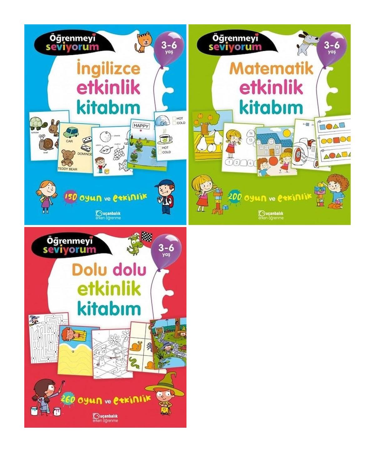 Uçanbalık Öğrenmeyi Seviyorum - Dolu Dolu + İngilizce + Matematik Etkinlik Kitabım 3-6 Yaş 48+ Ay Seti 3 Kitap