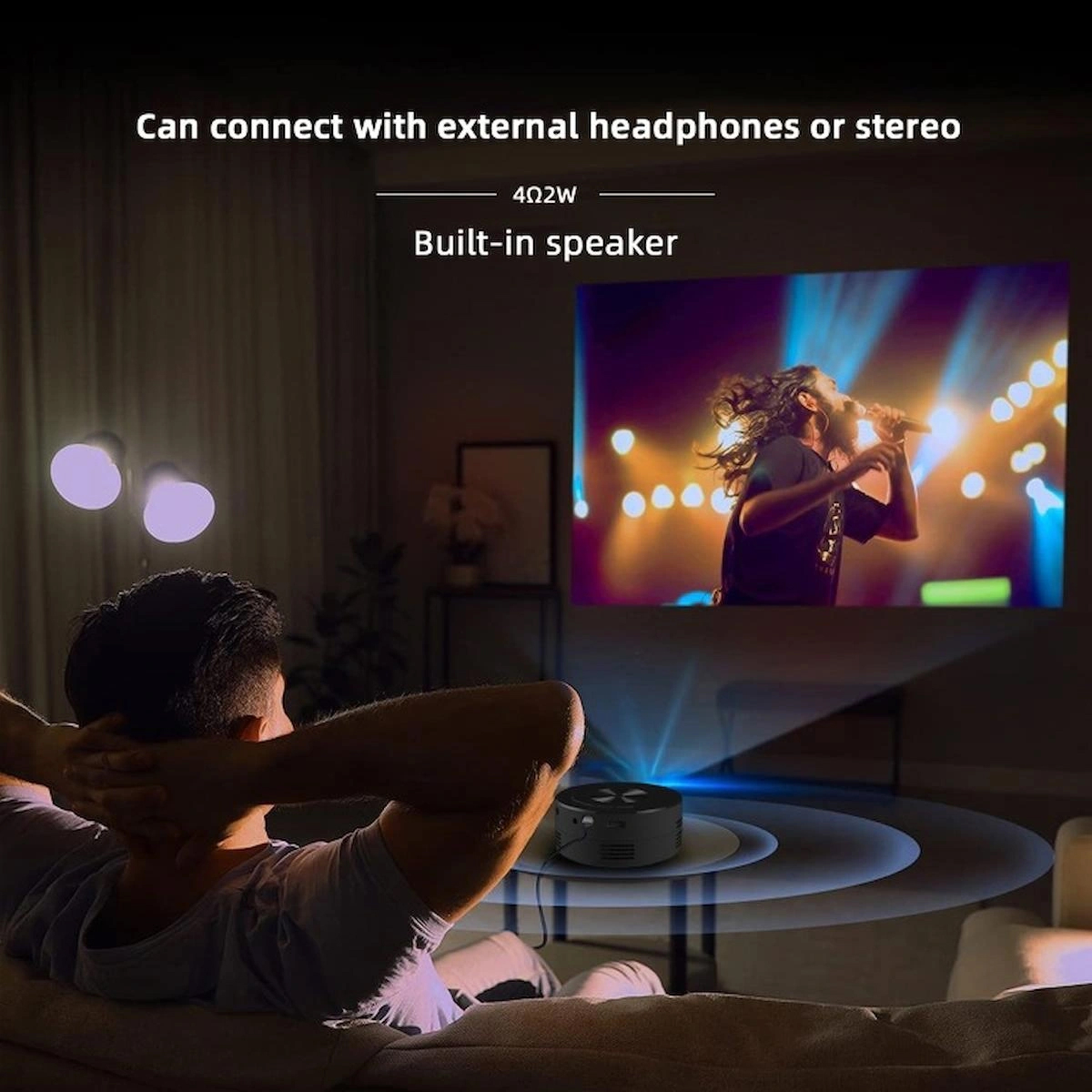 1080P Mini Projeksiyon Cihazı Telefon Yansıtma Powerbank İle Çalışabilir Açık Hava Çadır Projeksiyon