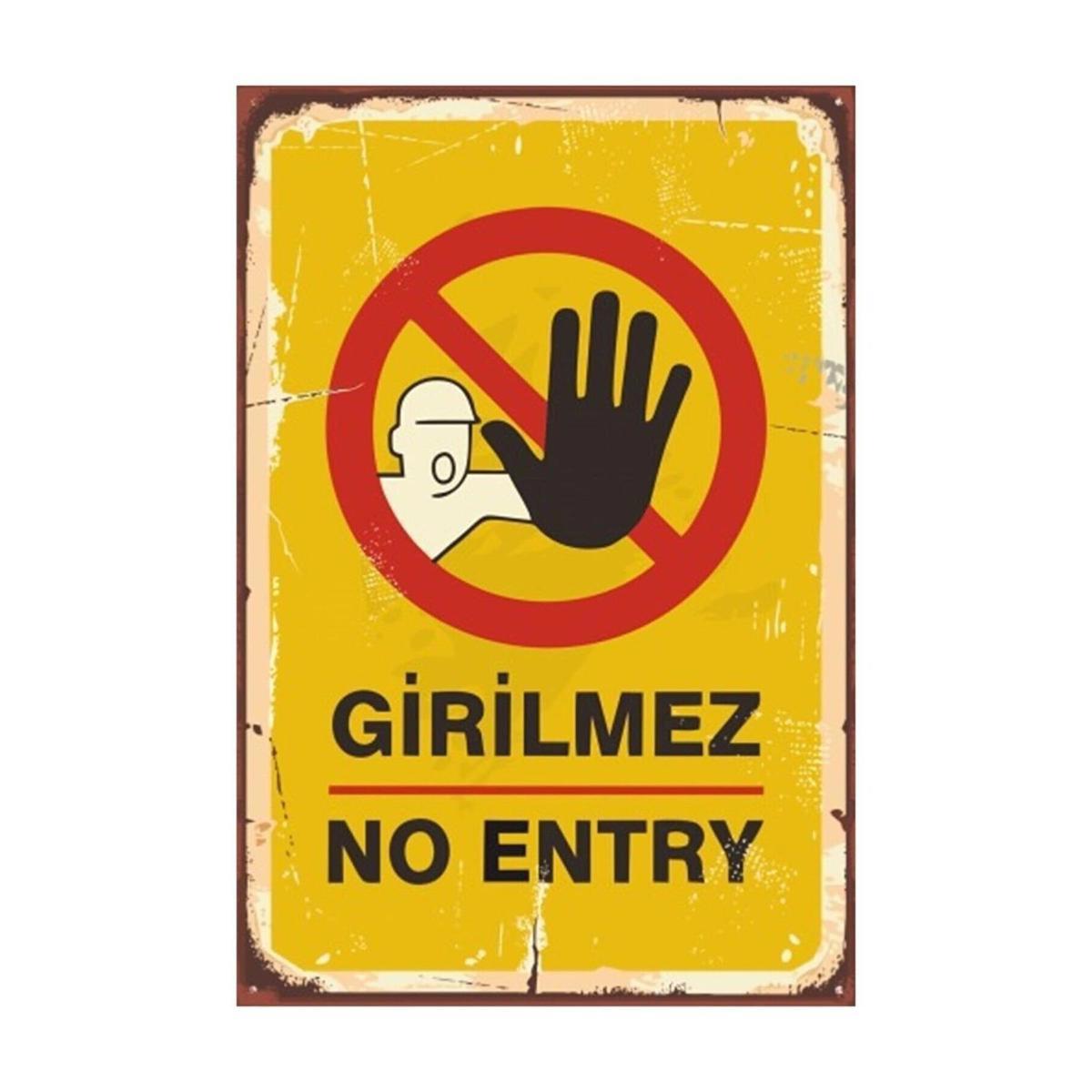 Girilmez No Entry (20 Cm X 30 Cm) Retro Ahşap Mdf Poster