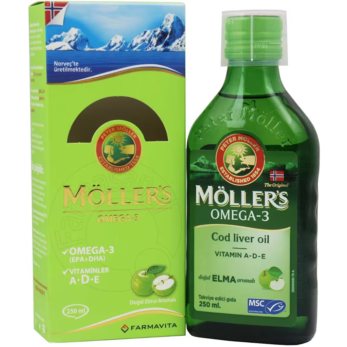 Möller's Omega 3 Balık Yağı Elmalı 250 ml x 2 Adet