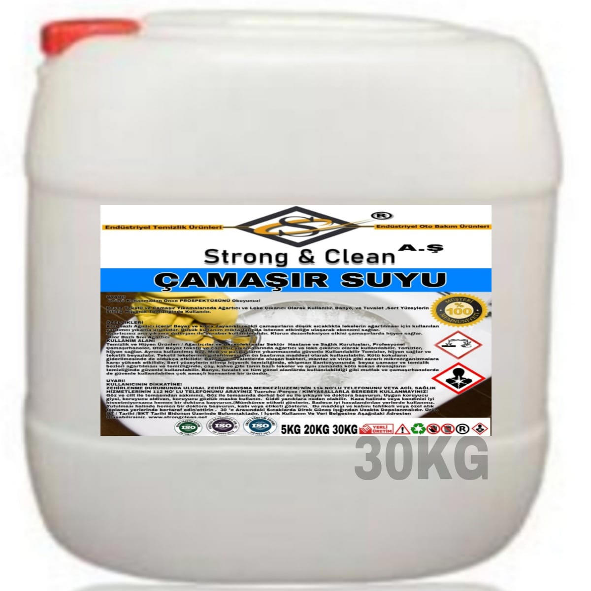 Çamaşır Suyu Klorlu 30 Kg