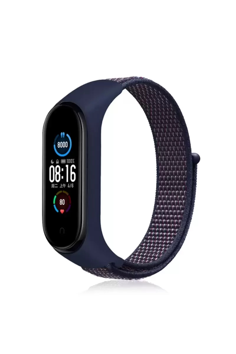 Newface Xiaomi Mi Band 4 Hasırlı Cırtcırtlı Kordon – Lacivert-mor