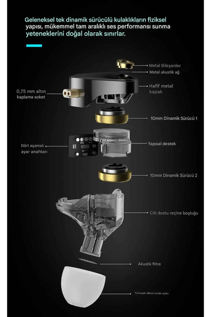 Kz Castor Pro Harman Versiyon 2dd Iem Kulak Içi Kulaklık Mikrofonlu