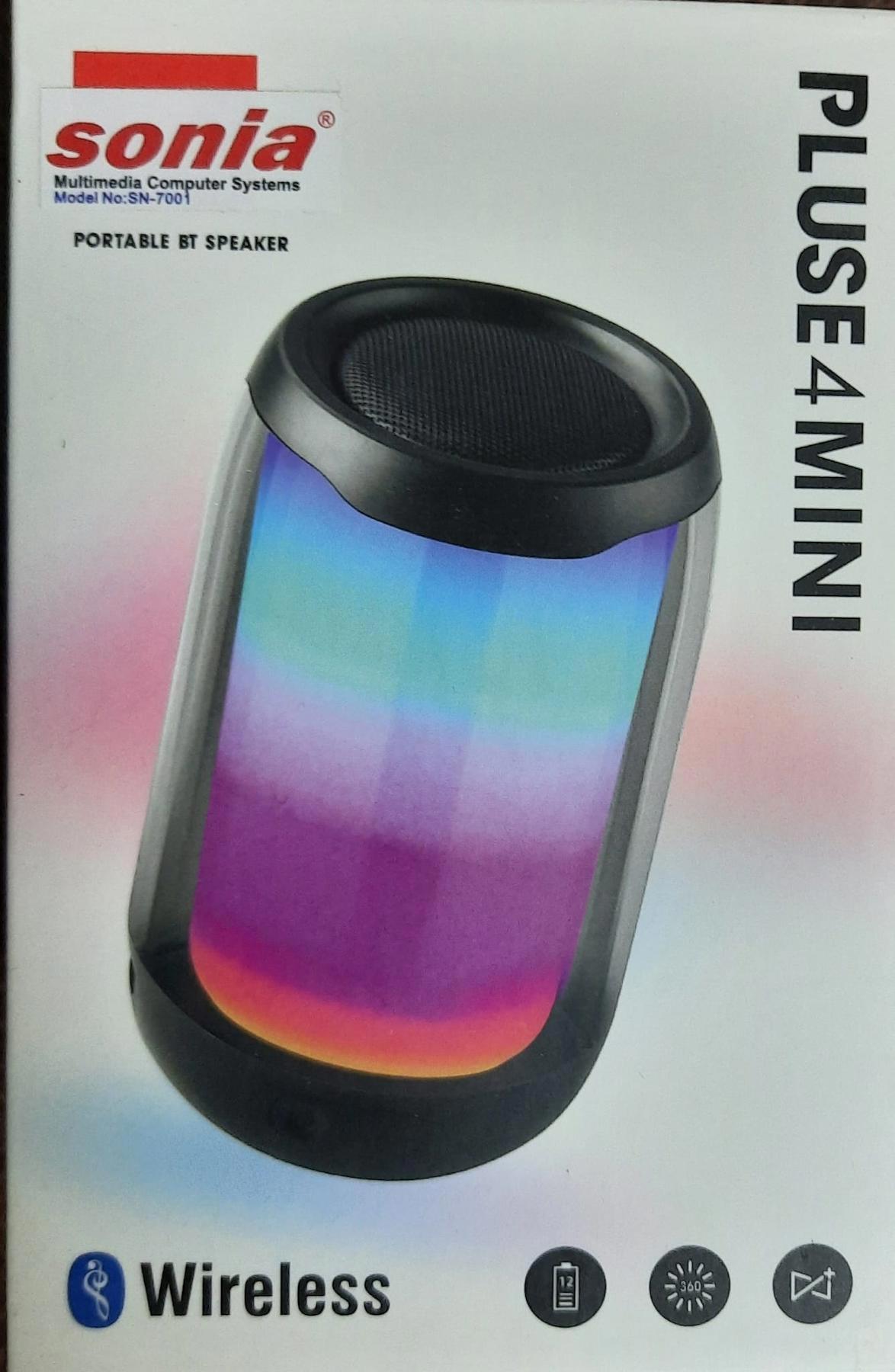 Sonia Pluse4 Mini Taşınabilir Rgb Ledli Bluetooth Hoparlör Siyah