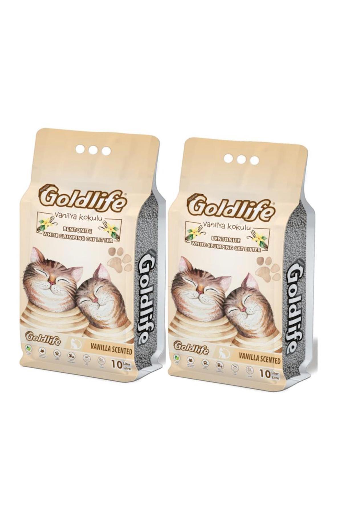 GOLDLİFE Premium Vanilya Kokulu Kedi Kumu 10 Lt X 2 Adet