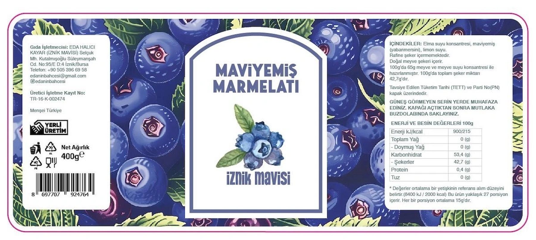 Maviyemiş (yabanmersini) Marmelatı
