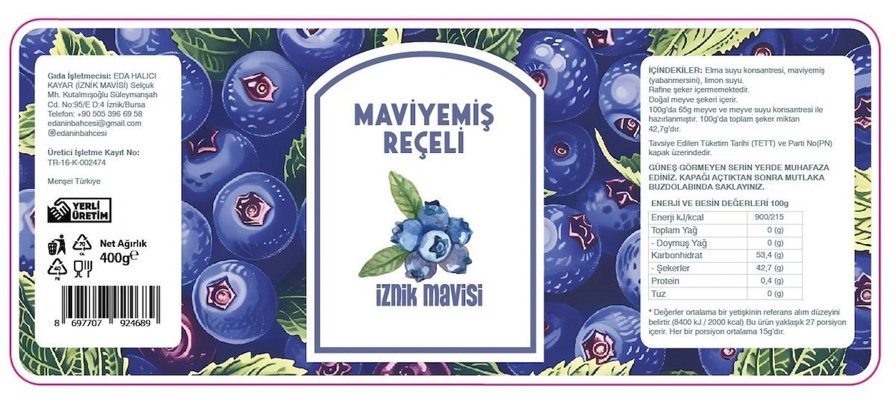 Maviyemiş (yabanmersini) Reçeli