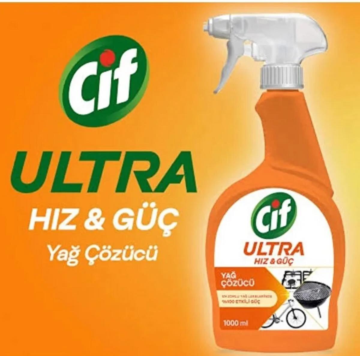 Cif Ultra Hız & Güç Yağ Çözücü Sprey Leke Ve Kir Çıkarıcı 1000 ml