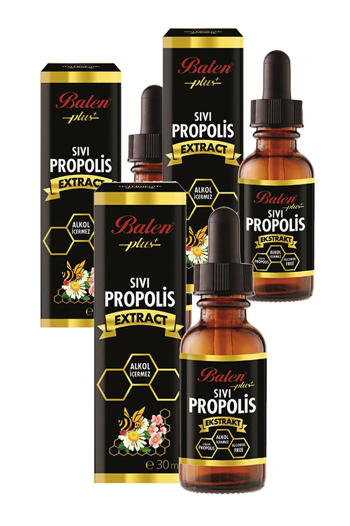 3 Adet Balen Sıvı Propolis Ekstraktı 30 ml - Yeni Ürün Balen Sıvı Propolis Su Bazlı