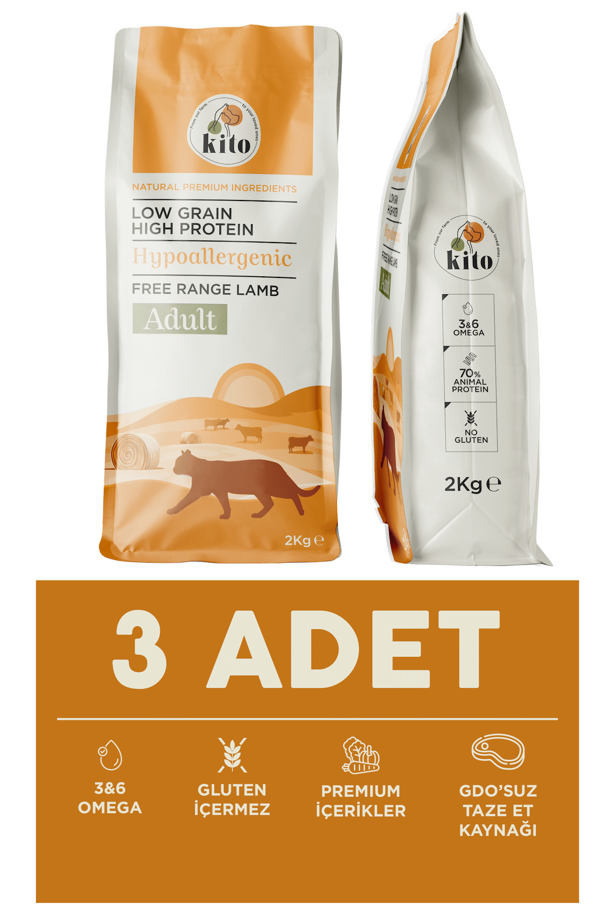 3 adet 2 kg yetişkin kedi maması