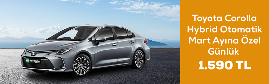 Toyota Corolla Hybrid Otomatik Mart Ayına Özel Günlük 1.590 TL