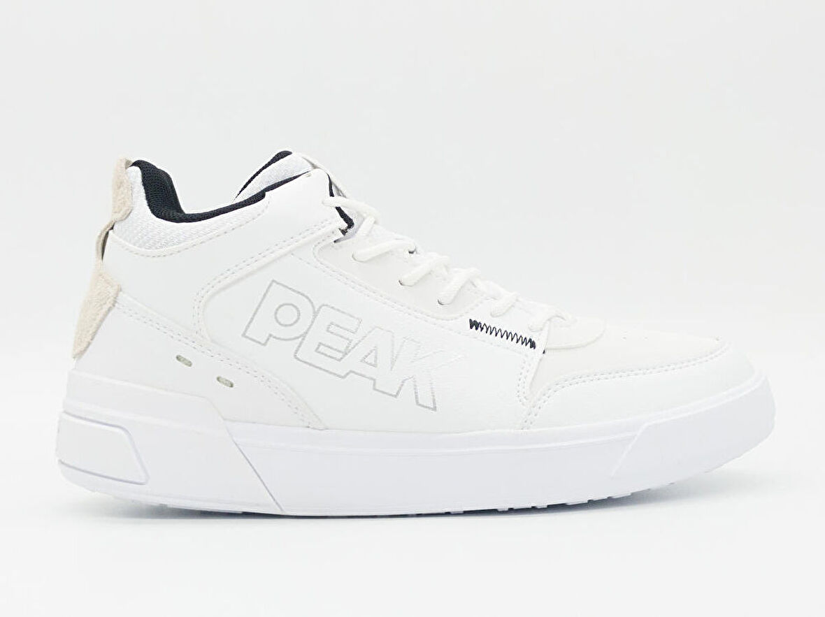 Peak E14282B Unisex Beyaz Kaymaz Taban Nefes Alabilen Ortopedik Garantili Rahat Hafif Günlük Uzun Bilekli Boğazlı Koşu Yürüyüş Sneaker Basketbol Spor Ayakkabı