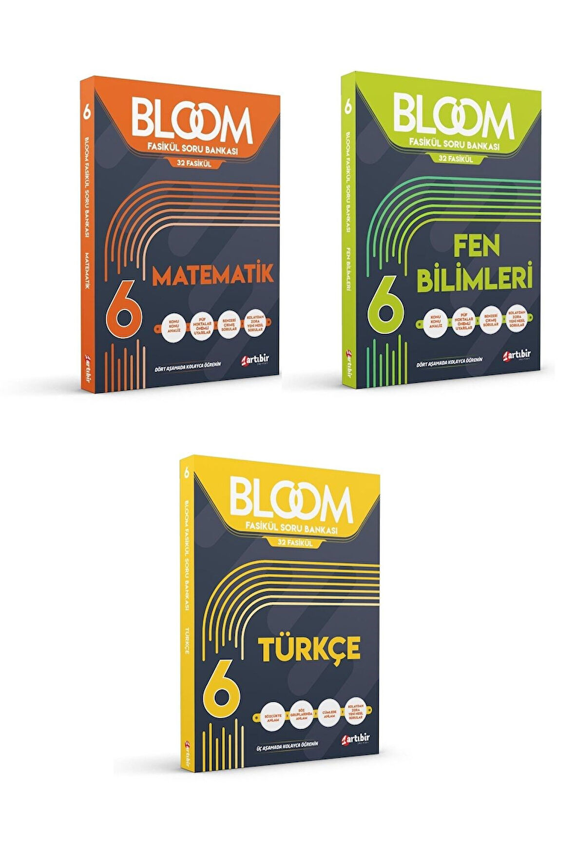 6.Sınıf Bloom Matematik + Fen Bilimleri + Türkçe Soru Bankası Seti (3 Kitap)