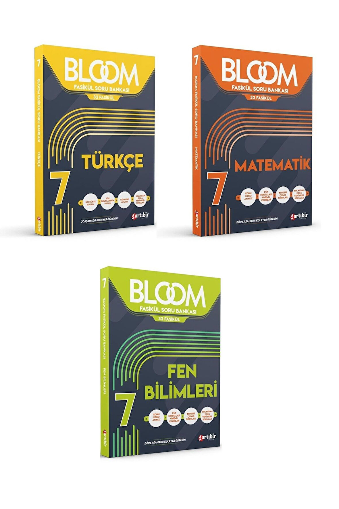 7. Sınıf Bloom LGS Fasikül Türkçe + Matematik + Fen Bilimleri Soru Bankası Seti (3 Kitap)