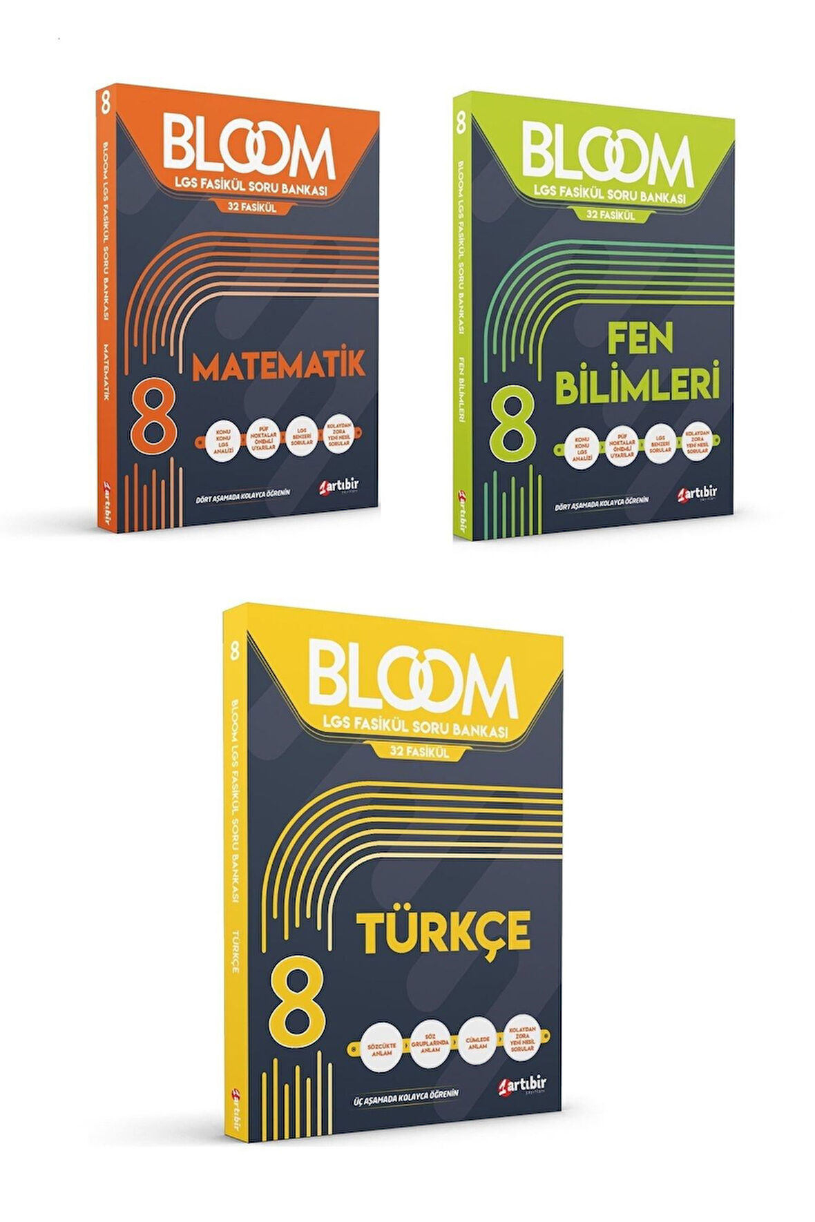 8. Sınıf Bloom LGS Fasikül Matematik + Fen Bilimleri + Türkçe Soru Bankası Seti (3 Kitap)