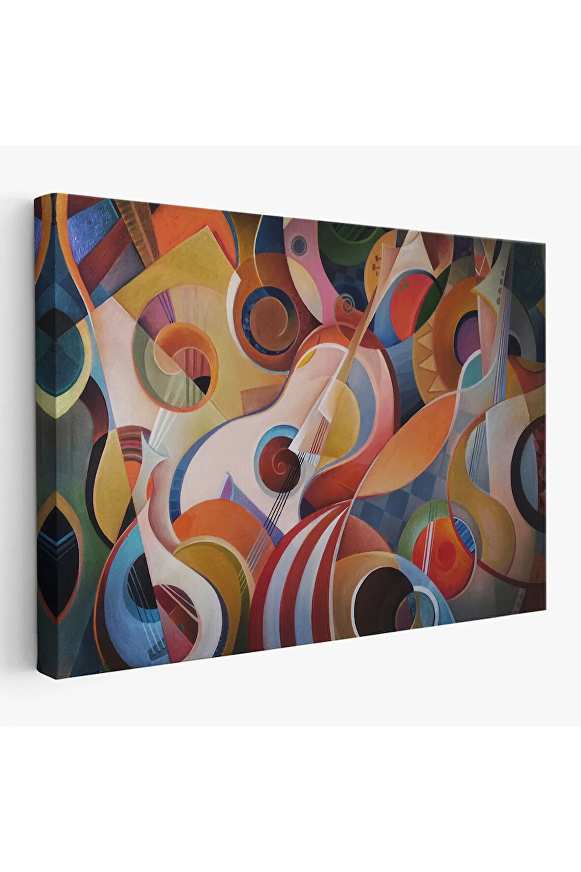 Müzik Temalı Soyut Yağlıboya Görünüm Dekoratif Kanvas Tablo-3705