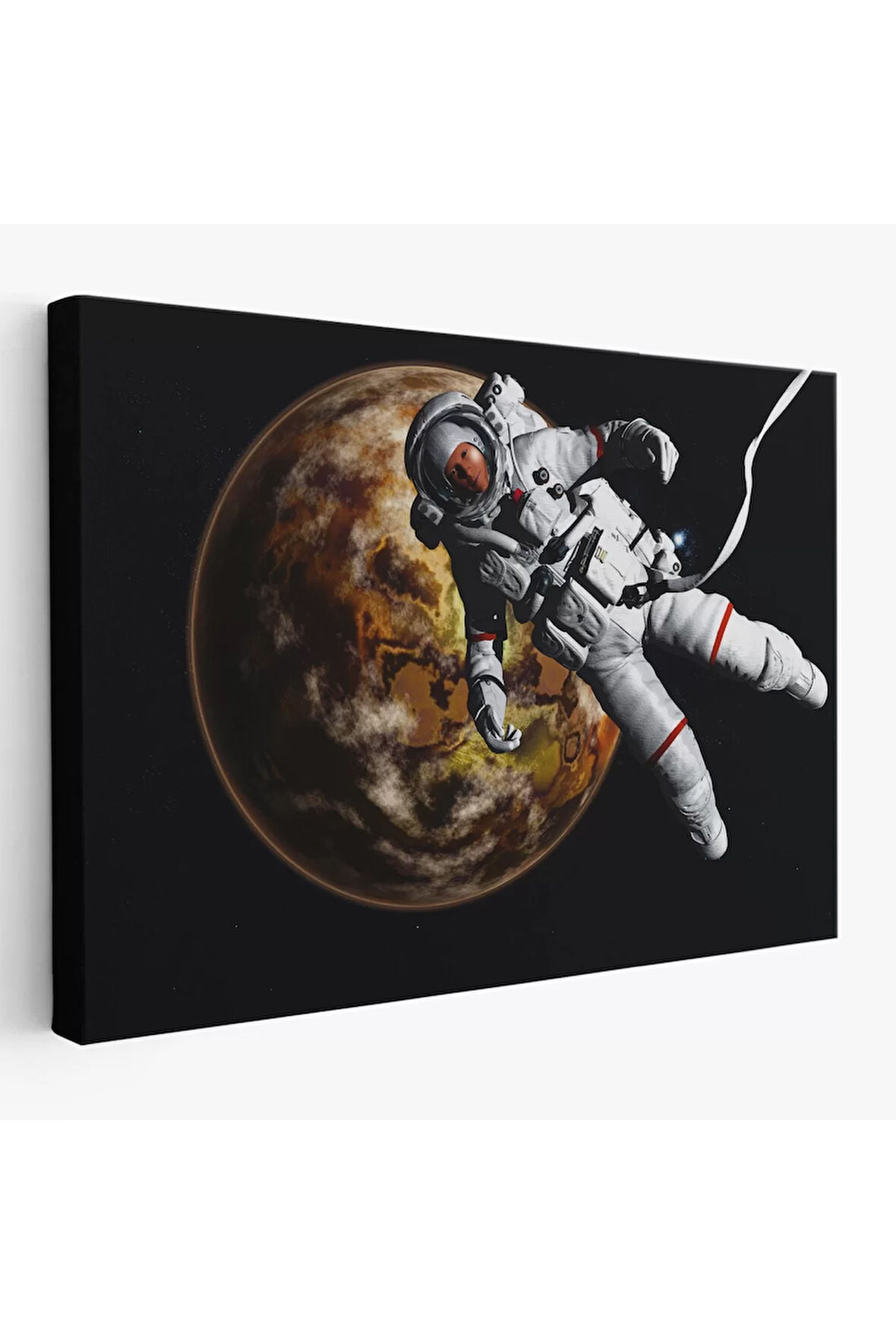 Gezegenin Arka Planındaki Astronot Kanvas Duvar Tablosu-1182