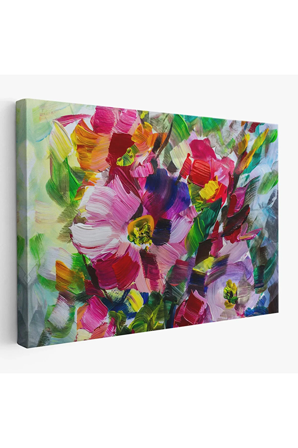 Renkli Çiçekler Yağlı Boya Görünümlü Kanvas Tablo-1217