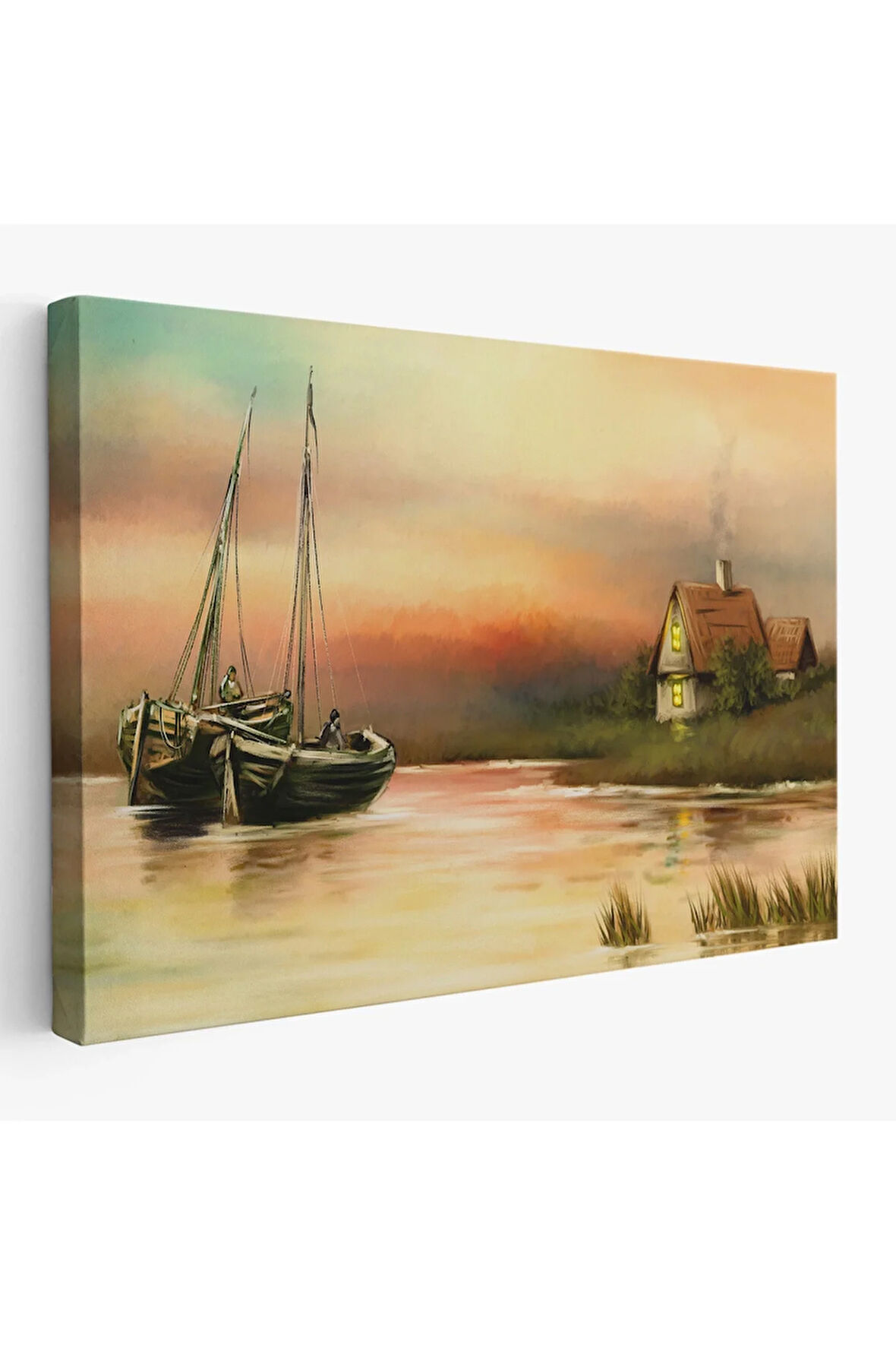 Rusya Köy Balıkçıları Manzara Duvar Tablosu-1229