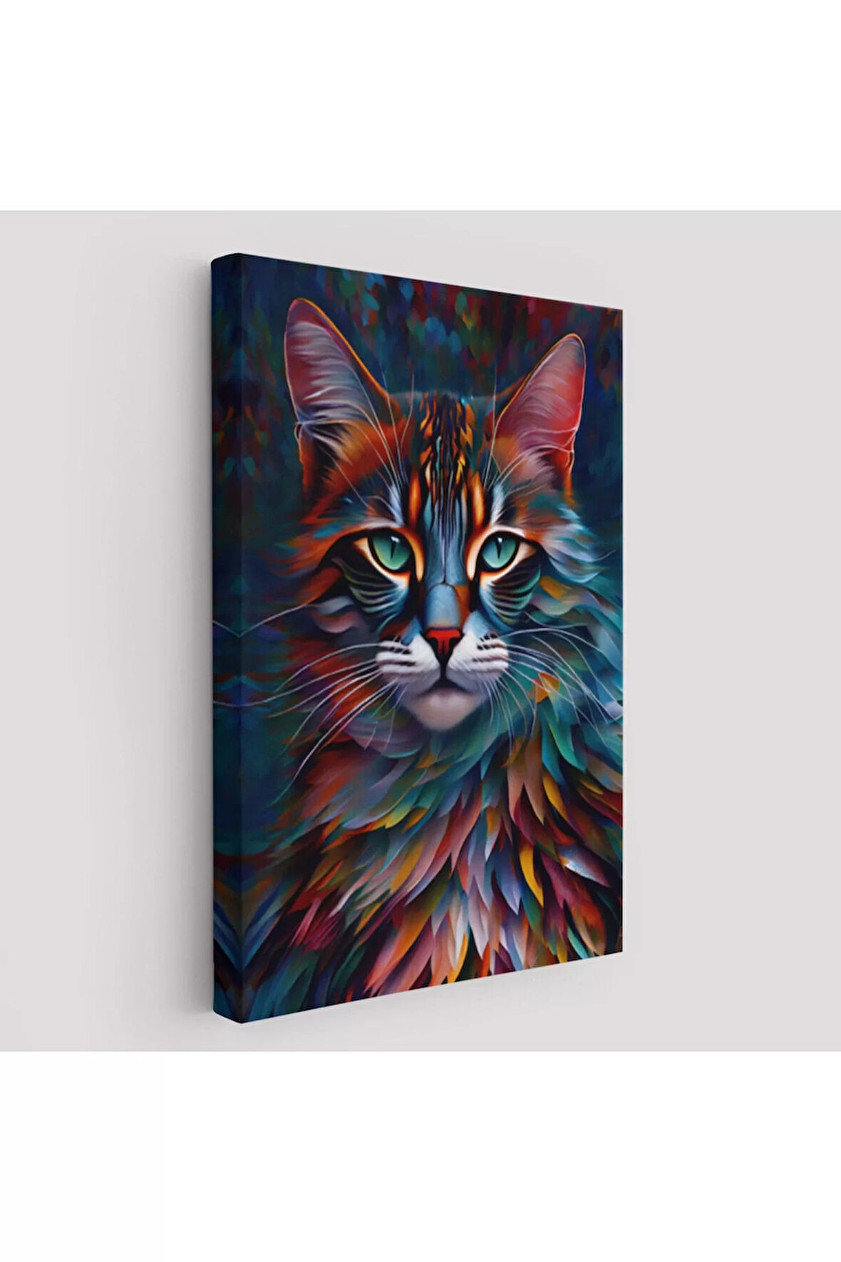 Renkli Karizmatik Kedi Dekoratif Duvar Tablosu-6225