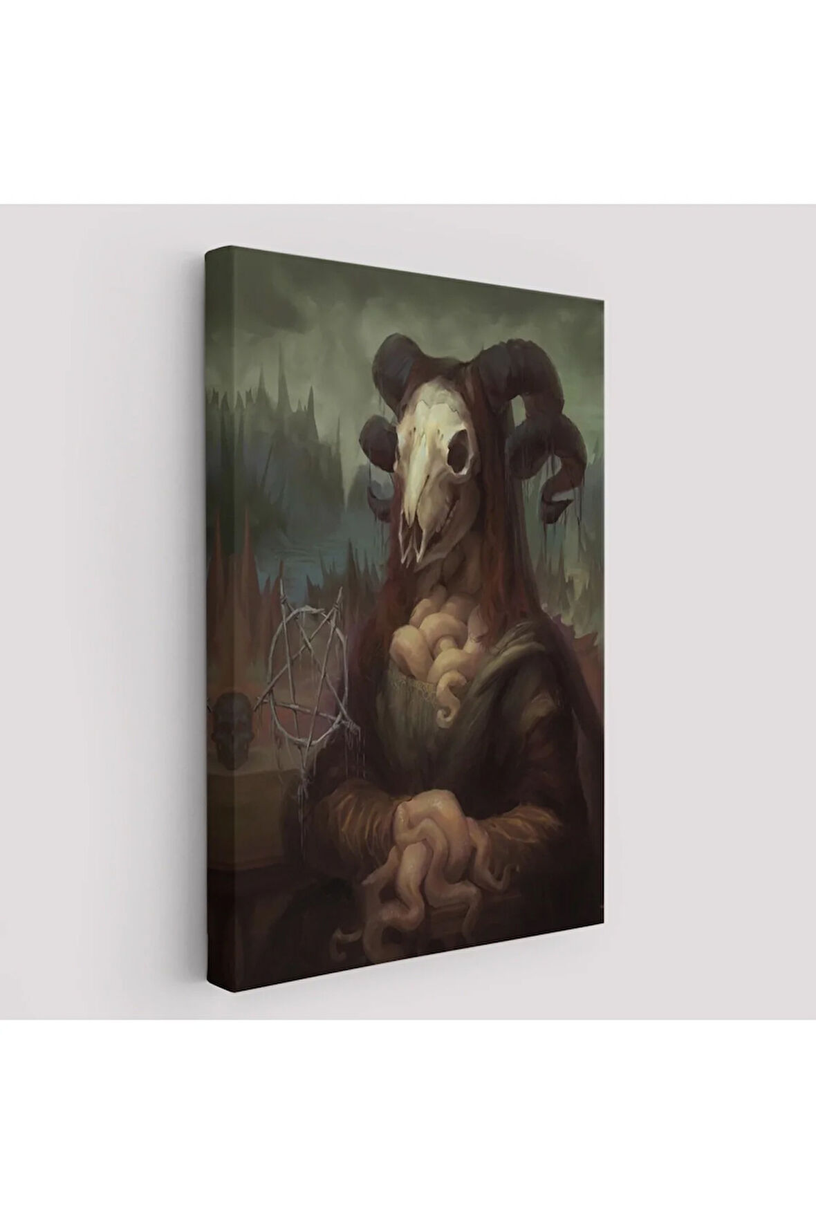 Mona Liza Duruşlu Canavar Duvar Tablosu-6246