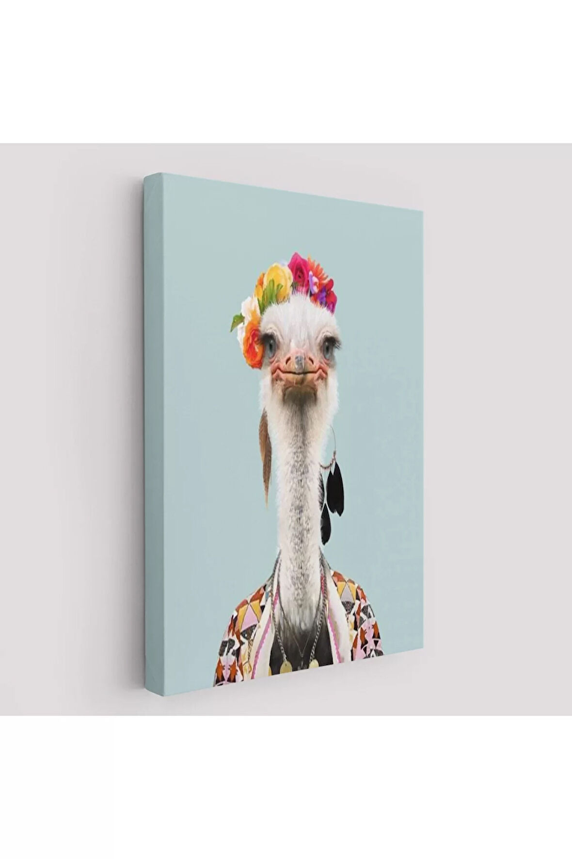 İnsan Kıyafetli Deve Kuşu Dekoratif Duvar Tablosu -6286